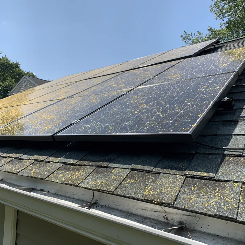 Before: Mineral deposit buildup on solar panels in North Haven, CT