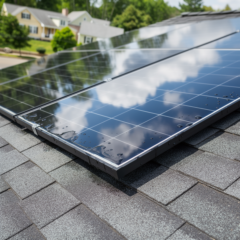 After: Clean solar panels free of tree sap in Branford, CT