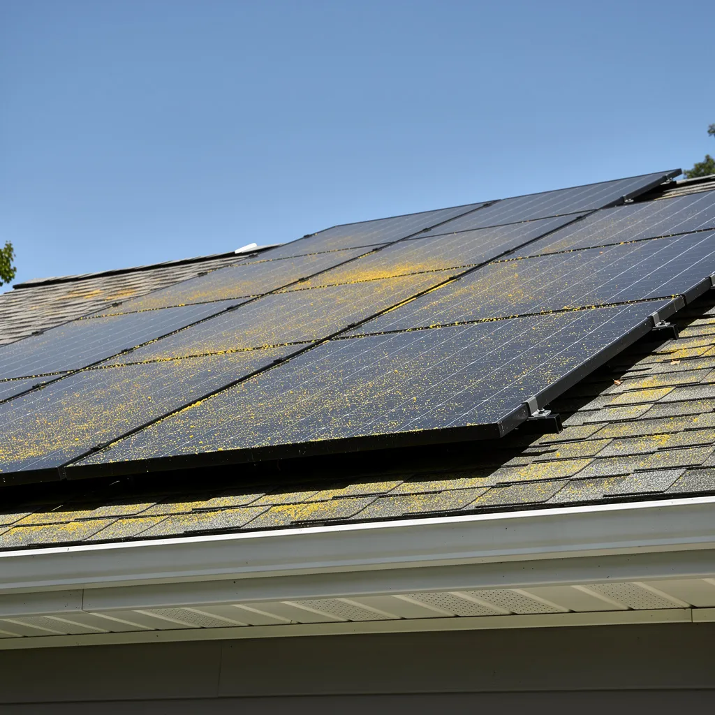 Before: Pollen-covered solar panels in Hamden, CT